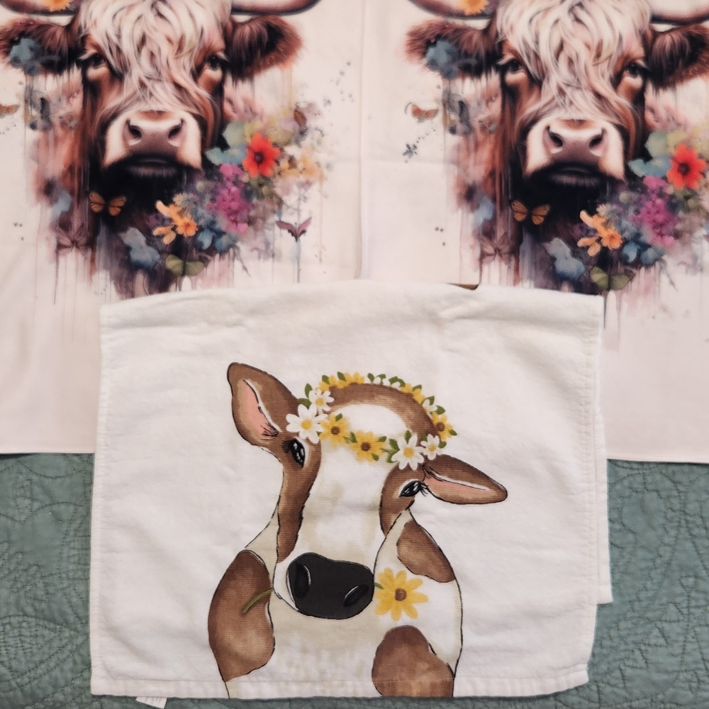 Floral Cow Print Towel